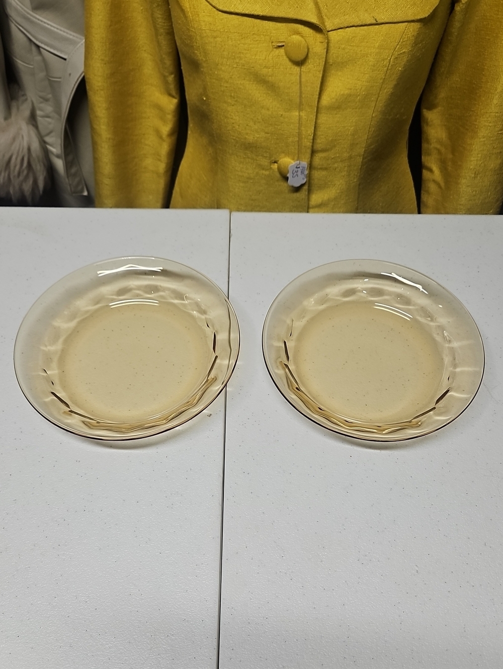 Vintage Amber Depression glass plates manufactured by the Hazel-Atlas - Set of 2